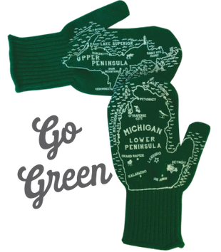 SALE! Michigan Mittens - Original Michigan Mittens Collection - Green & White