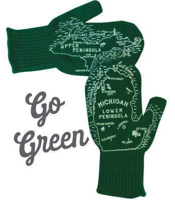 SALE! Michigan Mittens - Original Michigan Mittens Collection - Green & White