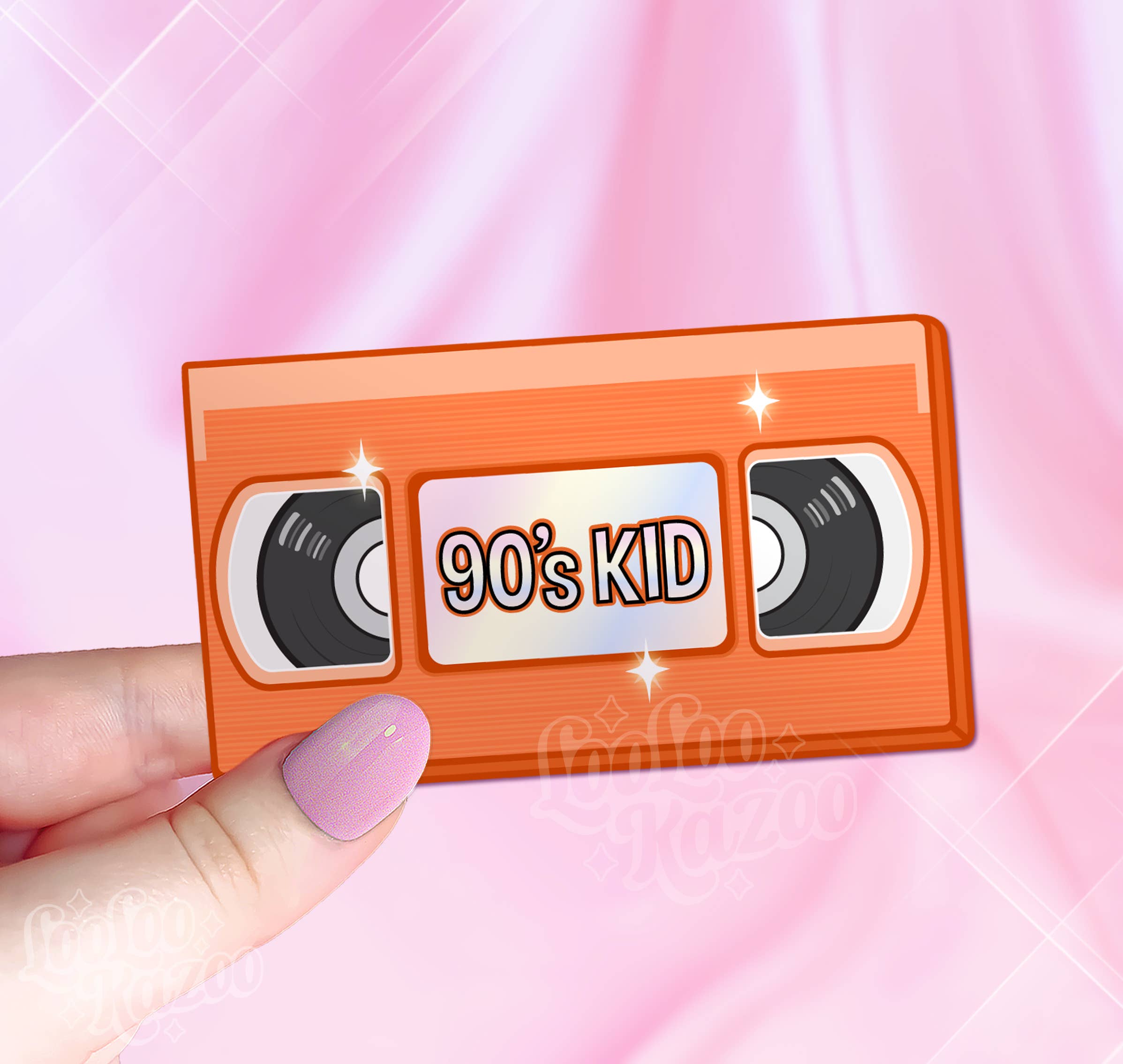 Orange VHS tape 90's Kid Vinyl Sticker