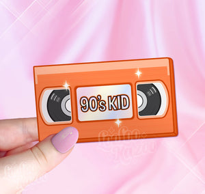 Orange VHS tape 90's Kid Vinyl Sticker