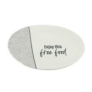 Funny Tray -Enjoy This Free Food - Black and White Pattern Tray