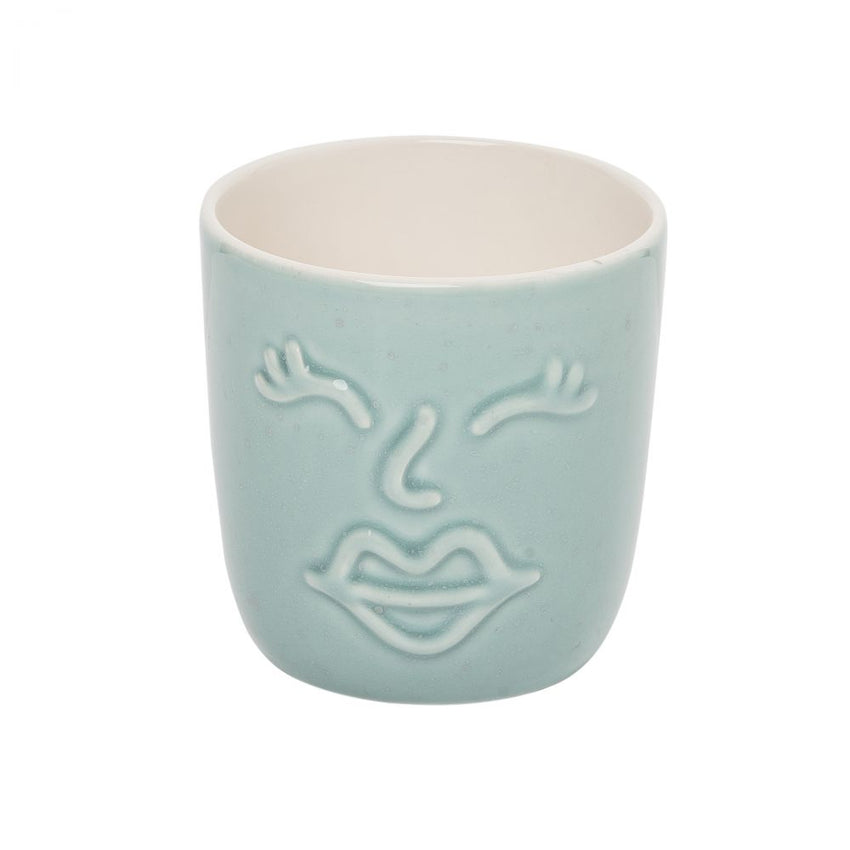 Small Blue Face Ceramic Planter